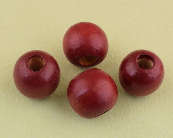 Wine Red Wooden Beads,20mm Large Hole Round Vintage Wood Beads,for Macrame  Beads /necklace/craft Jewelry Making 