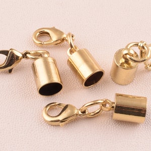 Gold Barrel Cord End Caps,7*28mm Tassel Cap/end caps/cord caps/cord findings with lobster clasps,Jewelry Connectors 50 pcs