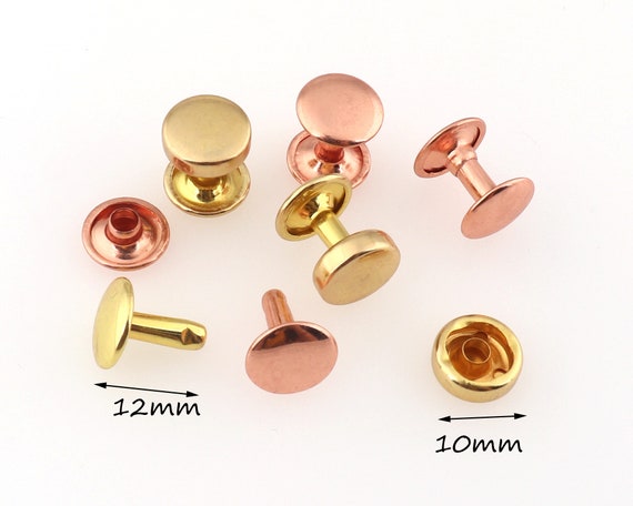 50pcs 8/10/12/15mm pieds à deux pattes percés Rivet goujon pointe tache clou pour sac artisanal en cuir sac à main sac à main bas de protection bricolage  15