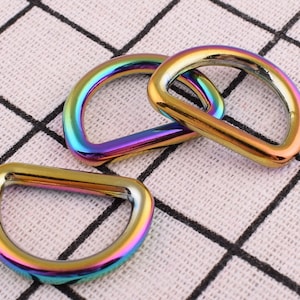 Rainbow D Ring d loop d circles ,Metal D Rings Handbag Making Hardware Supplies,6Pcs, 20mm(4/5inch)
