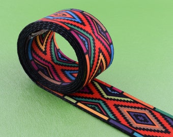 38mm Ethnic webbing,1.5'' Colorful Jacquard ribbon geometric pattern,Soft Woven Tape Handle decorative Bag Strap,Webbing by the yard