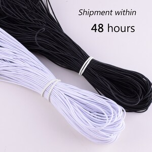 20 metri Cavo elastico,1,5 mm cavo elastico nero/bianco rotondo, Nylon Rubber Stretch String Corda elastica per maschera fatta a mano
