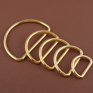golden metal d-ring,50mm 32mm 30mm 20mm 35mm Non welded d loop d ring,D circles for Handbag/Webbing/dog collar hardware
