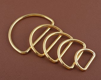 golden metal d-ring,50mm 32mm 30mm 20mm 35mm Non welded d loop d ring,D circles for Handbag/Webbing/dog collar hardware