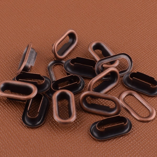 Eyelet ovale avec laveuse,10*3 (intérieur)mm Antique Copper Oval Brass Grommets Eyelets, Oeillets métalliques Pour sac à main/toile/Cuir travaillant 100 ensembles