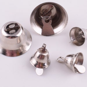 Silver Jingle Bell Charms,50 pcs Small Metal Christmas Bells holiday bells,11mm 21mm Hanging ornaments bell Craft Supply
