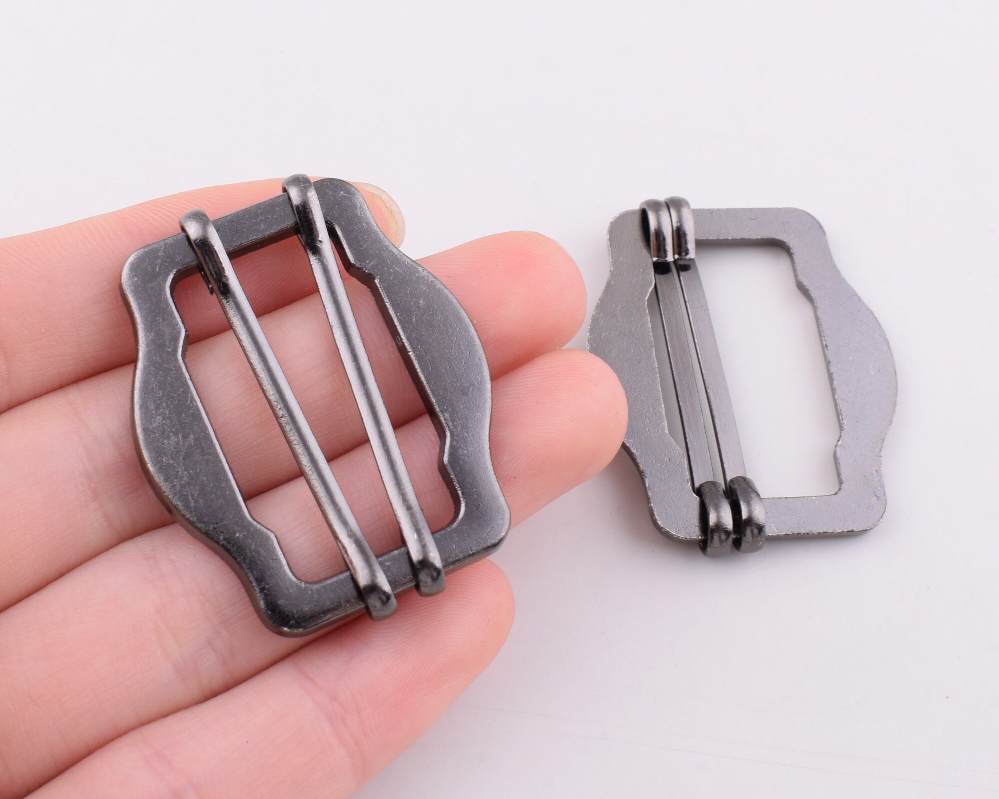 Slide Strap Buckles,30mm Gunmetal Adjustable Double Bar Metal