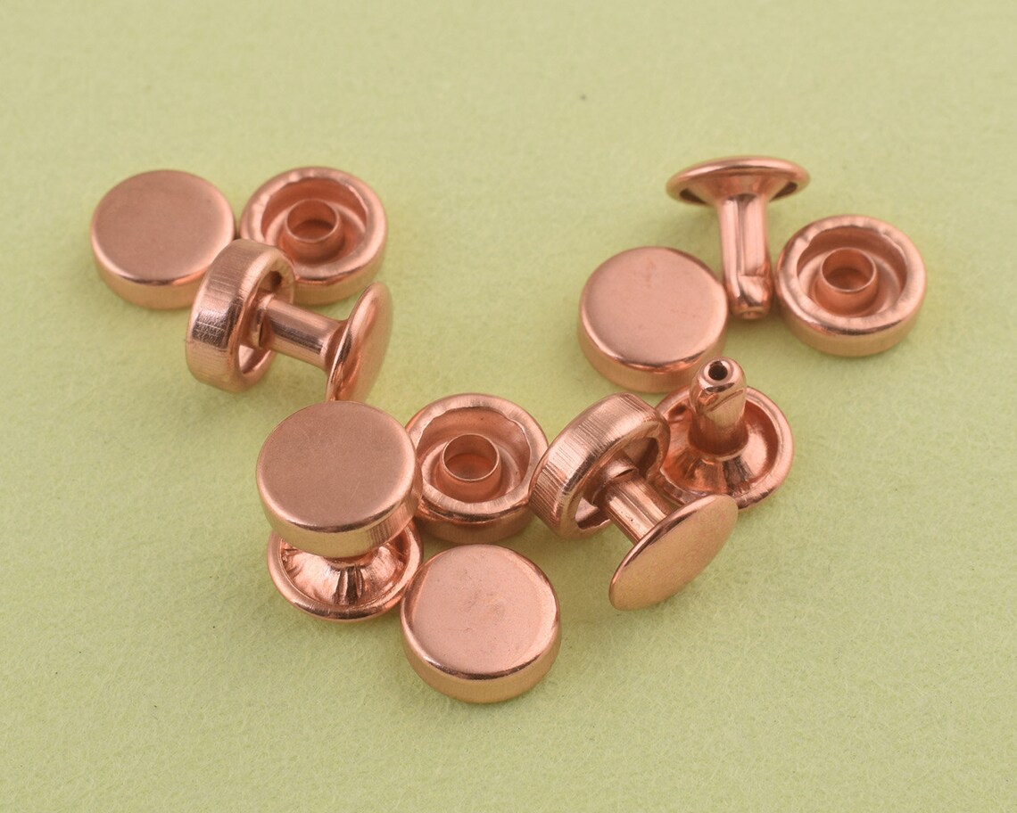 Rose Gold Rivet Metal Round Rivet 50 Sets Rivets for Leather Etsy