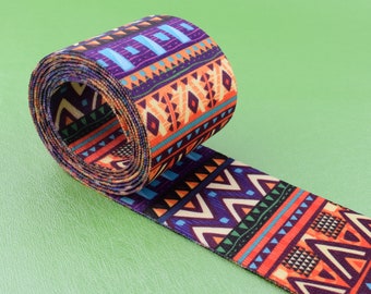 2'' cinta Jacquard Cinchas étnicas, 50mm correa de la correa del bolso, tela del patrón geométrico colorido, cinta tejida decorativa suave, corte a medida
