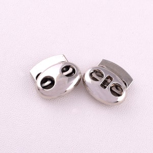Metal Cord Locks Spring Rope Locks Double Hole Adjustment Buckles Silver Cord Stopper for Hat Rope Garments DIY Accessories