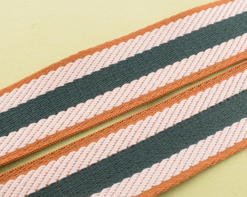 brown white green stripes Craft Ribbon,Jacquard woven tape,wholesale,Webbing for Totes Backpacks,Bag making Stripes Webbing,1 12/'/' 38mm