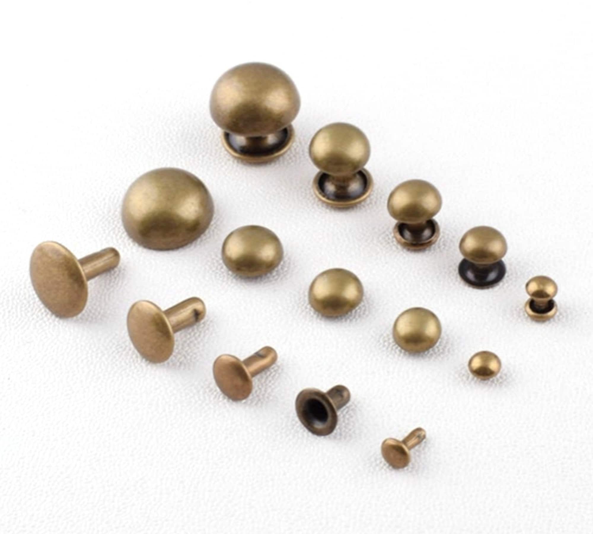 Bronze Mushroom Dome Rivets Metal Double Cap Rivets Round Rapid Rivets Decorative Rivets for Purse Leather Craft Accessories 4-12mm