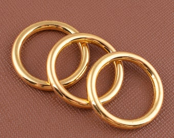 3/4'' Gold O-rings,Small Round Strap Ring buckles,Handle bag O rings 19mm Non welded closed jump rings,Metal O rings hardware 10 pcs