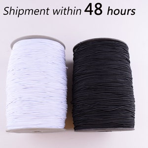 Cavo elastico,10 yards 1.0/1.5mm Cavo elastico nero/bianco rotondo,Nylon Rubber Stretch String Corda elastica per la perline / maschera