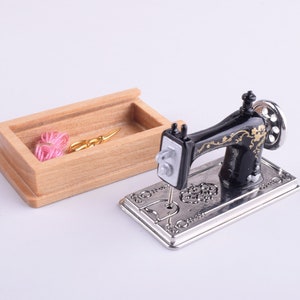 Dollhouse Miniature Sewing Machine,scissors and thread,Dollhouse Vintage Mini Sewing Machine 1:12 Scale dollhouse furniture,Gift For holiday
