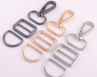 1 Inch Metal Dog Collar Hardware Set,25mm Swivel Clasp Strap Slider D-Rings Slide Buckles Kit For Webbing Pet Leash Hardware Leather Craft