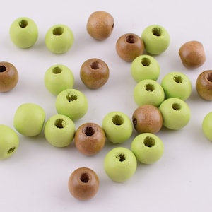 Small wood beads,10 mm Round Green/Brown wood beads,Painted wooden spacer beads for Jewelry lanyard key chain DIY Making 100 pcs