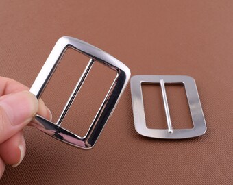 Slide Strap Buckles,1 1/4''(32mm) Silver Center Bar Slider Belt Buckles,Rectangular connector buckle for belt/webbing/purse DIY making 8 pcs