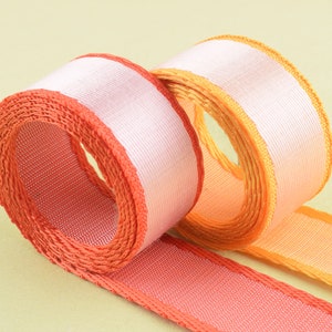 cotton ribbon webbing Orange/yellow and white stripes webbing ,1 inch webbing for bag/belt/dog collar