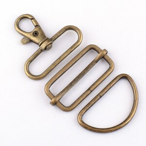 Bronze Schwenkverschlüsse 38mm Slide Schnallen Metall D-Ringe Rucksack Hardware Slide Schnallen Kit für Handtasche Webbing Hardware