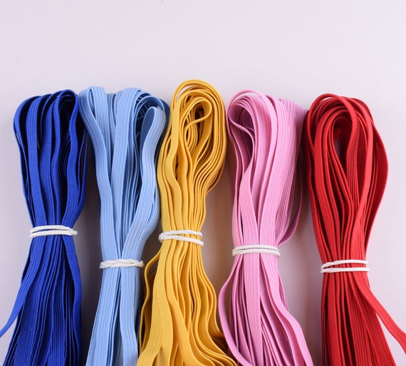 Elastic Band,50 Yards Gummiband 5mm Elastic Tape Garment  Accessory,red/pink/yellow/blue Flat Trim Elastic Cord Rope for Mask  Clothing Sewing 