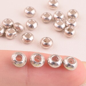 6mm Silver round ball beads,100 pcs Small spacer beads,Loose beads,Metal Beads for Jewelry DIY Craft Bracelet Necklace accessories