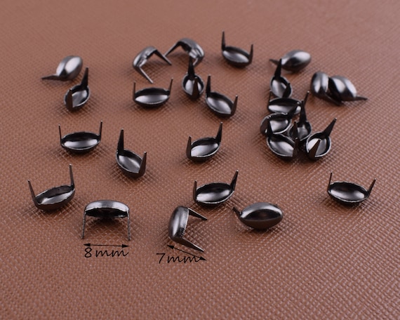 Mini Nailheads Studs,8mm Black Oval Claw Nails Rivets Prong Stud