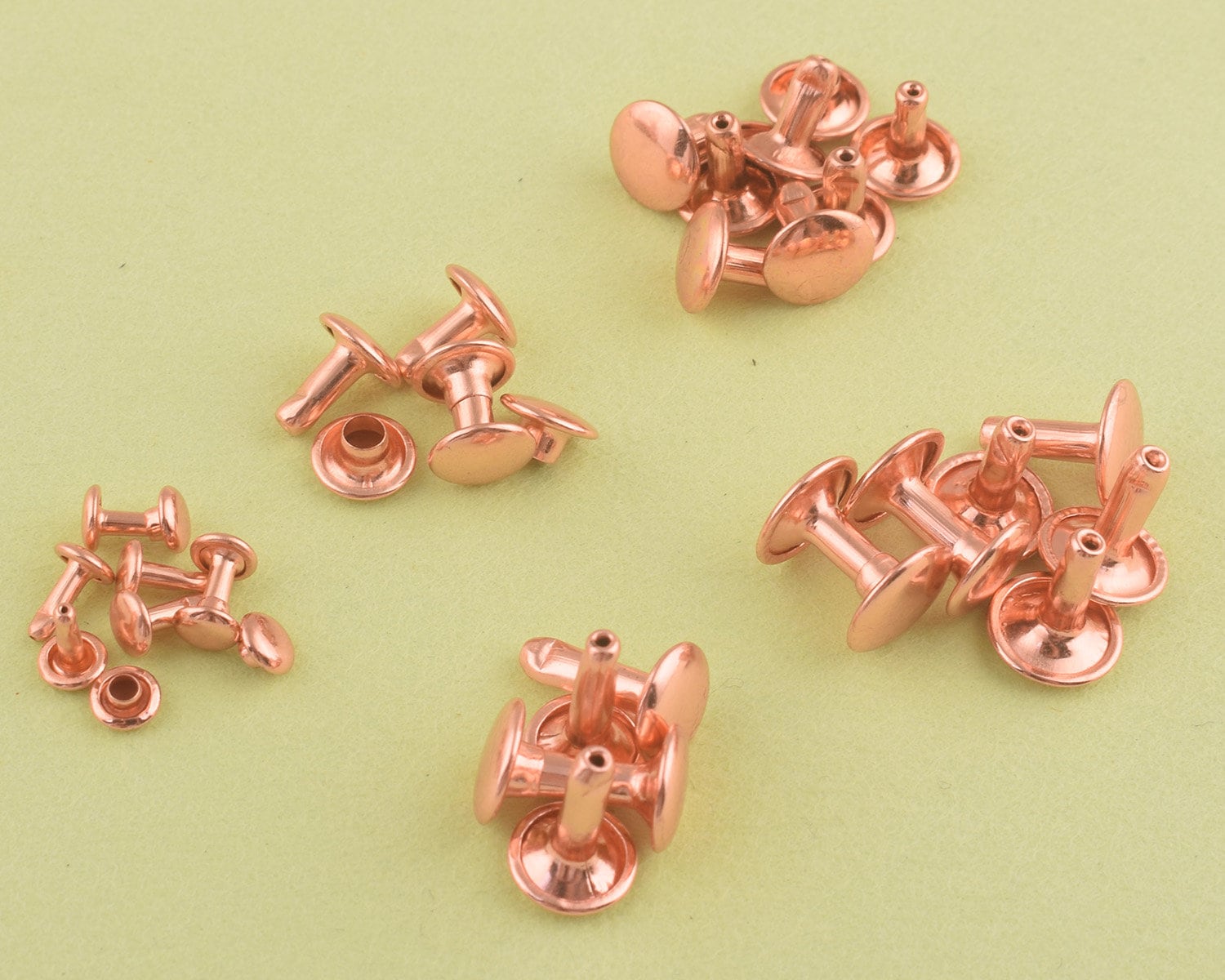 Rose Gold Rivets Double Cap Rivets Metal Round Rivet 5 Sizes Etsy