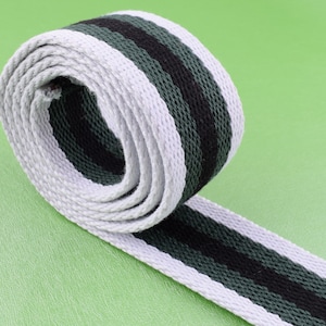 1.5&#39;&#39; Cotton Stripes Webbing,38mm tissé ruban sac à ruban blanc vert et noir ruban ruban poids lourd pour sac à dos / poignée de fabrication