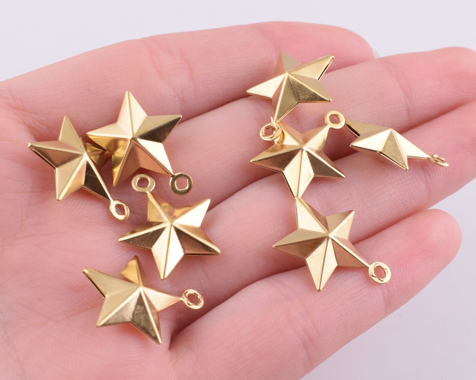 Gold Star Charms Pendantbright Brass Golden Starsdouble Etsy