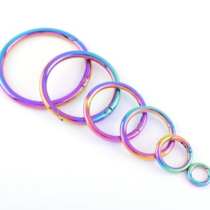 Rainbow Spring O Ring Push Snap Hook,Metal Purse Strap Ring Clasp Round Carabiner Ring Buckles For Dog Collar Leather Hardware 10-61mm