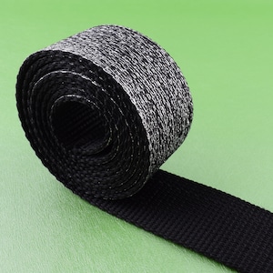 Baumwoll-Webbing, 1,5&#39;&#39;(38mm) schwarz glänzend Silber Handwerk Geldbörse Band Band gewebt Band schwere Aufgabe, Nylon Gurtband für Gürtel/Totes/Rucksäcke machen