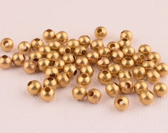 Gold beads,3mm Small Round spacer beads,Loose beads,Tiny Craft Metal Beads for Jewelry DIY Bracelet Necklace accessories 100 pcs