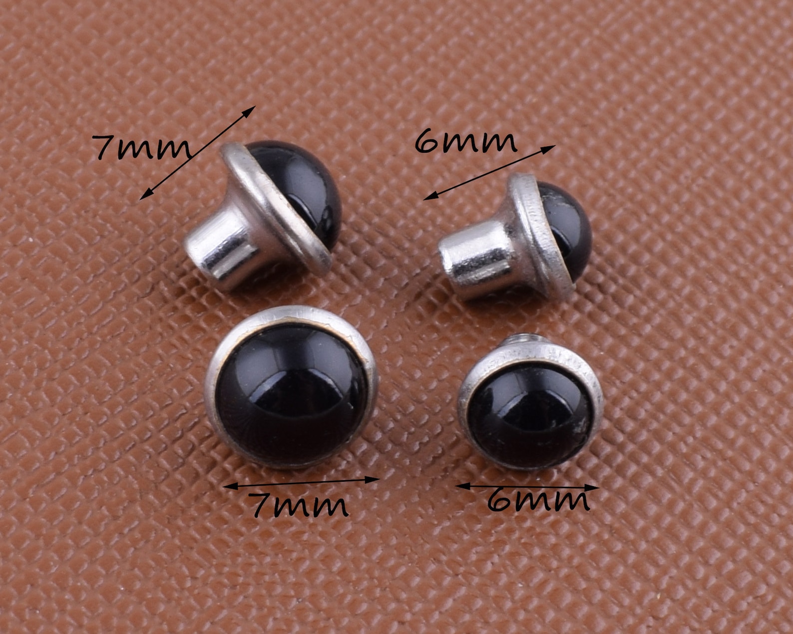 Gem Rivet Black Gem Rivet Studs,6mm/7mm Single Cap Marble Synthetic Rivets ...