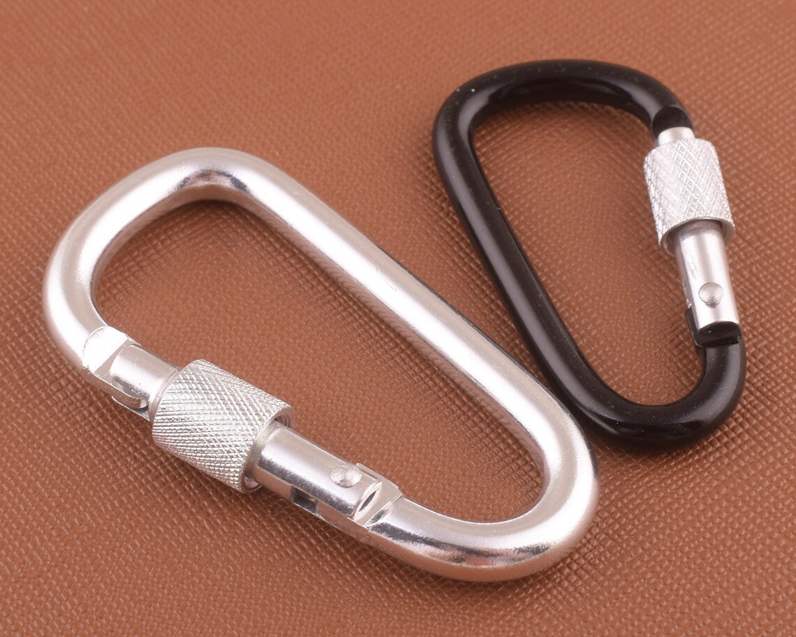 Black/silver large carabiner aluminum carabiner lock carabiner Etsy