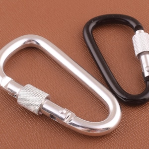 black/silver large carabiner aluminum carabiner lock carabiner keychain key ring Clasps Loop Belt