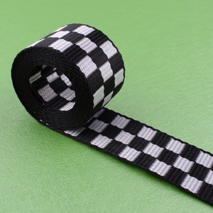 Nylon Gurtband, 1&#39;&#39;(25mm)schwarz und weiß Quadrate gewebt Tape, geometrische Muster Bandband für Schlüsselanhänger/Lanyard/Haustier Leine machen, durch die Werften