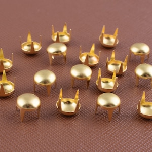 Nailheads studs,Mini round dome gold claw studs,7mm Metal brass fashion spikes studs,Leather clothes shoes decorative studs hardware 100 pcs