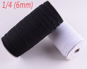 Elastic bands,1/4'' White/black Flat Trim Elastic rope for Mask Clothing Sewing,Gummiband 6mm Elastic tape cord garment accessory