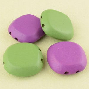 Zielone/fioletowe koraliki drewniane, 32 mm podwójne wiercone drewniane koraliki suwakowe, kwadratowe koraliki drewniane, naturalne koraliki drewniane do rękodzieła do biżuterii DIY 10 szt.
