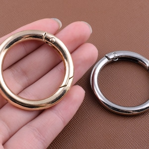 1.25 Inch Spring gate rings,32mm light gold/silver large Round Spring O Ring clasps,Metal lanyard rings Push Snap Hook O-rings  6 pcs