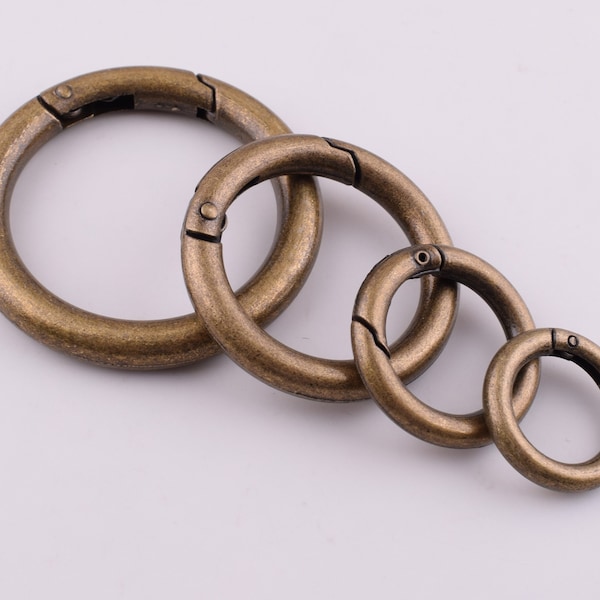 Anneaux de porte à ressort en bronze, mousqueton en métal petit et grand fermoir à joint torique, boucle à ressort ronde de haute qualité 13 mm 17 mm 25 mm 33 mm 6/12 pièces