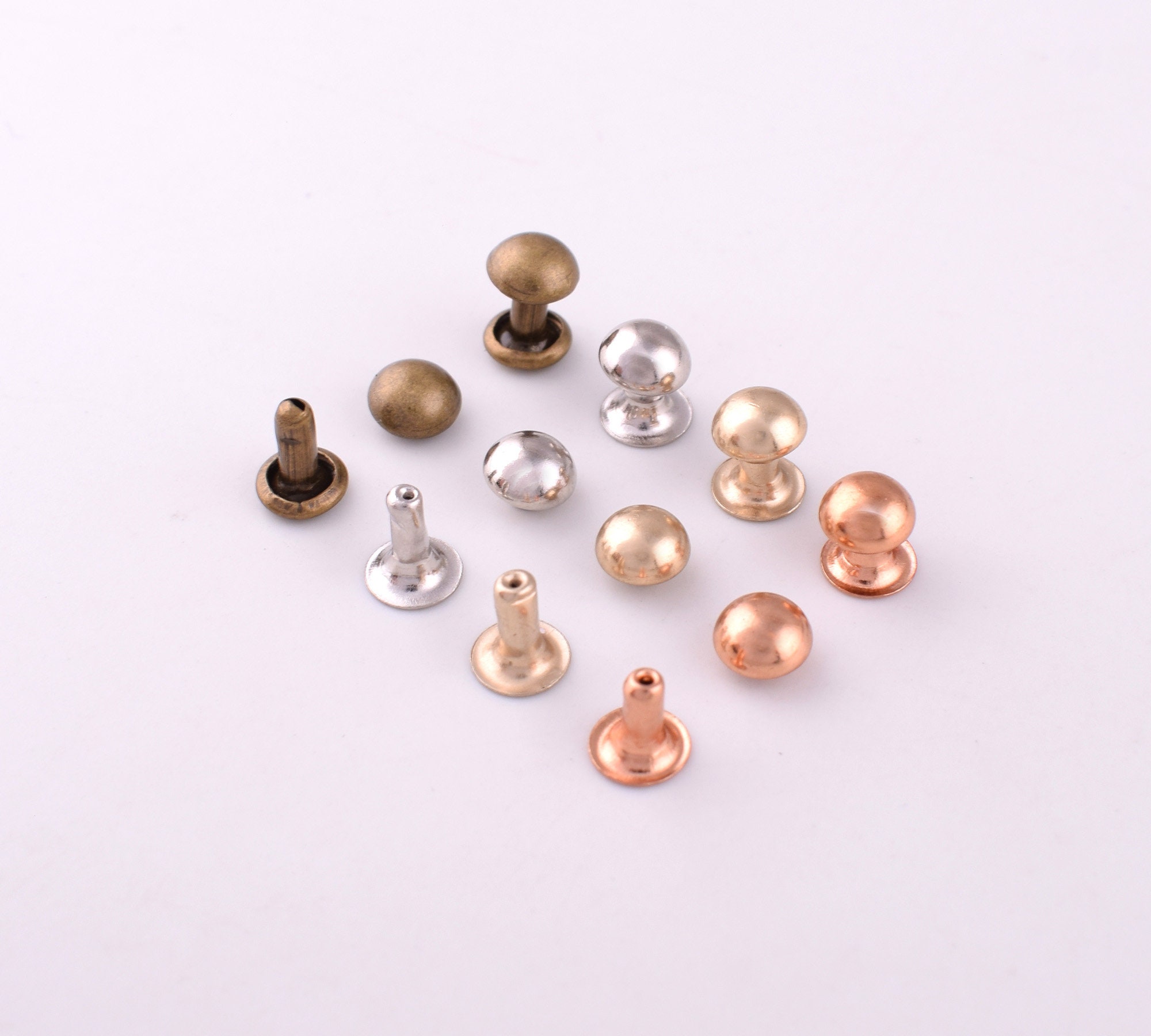 Double Cap Rivets-stud 5mm Mini Rivets Metal Buttons Double Head Purse ...