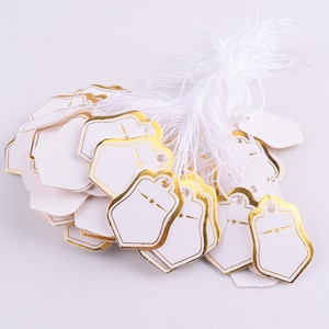 Tiny Blank Tags Jewelry Miniature Tags, personalizado escudo forma oro blanco etiquetas de producto, etiquetas de regalo en blanco, etiquetas de precio 100 piezas