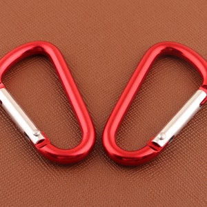 red Key Rings keychains Aluminum Carabiner hook clasps, Keychain Camp Snap Hook Clip Carabiner Clips