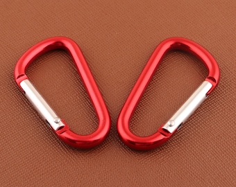 red Key Rings keychains Aluminum Carabiner hook clasps, Keychain Camp Snap Hook Clip Carabiner Clips