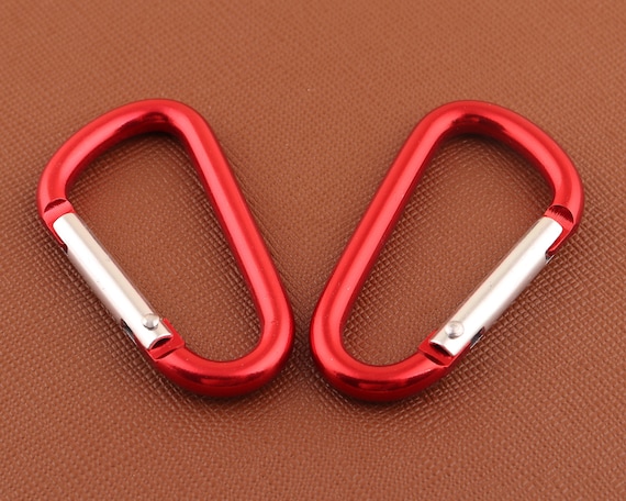 Red Key Rings Keychains Aluminum Carabiner Hook Clasps, Keychain