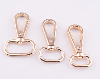 Swivel Clasps,Light gold Swivel Hook Push gate hook,16mm 20mm 25mm Metal keychain Lobster Clasp for handbag/purse/lanyards 10 pcs