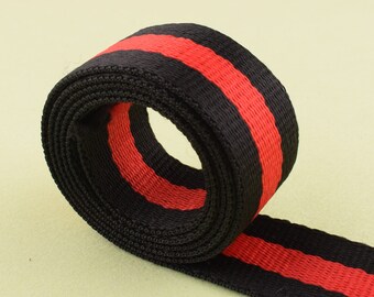 red and black stripes webbing 1 inch bag strap webbing for Belt/dog collar/hand bag/Leash supplies