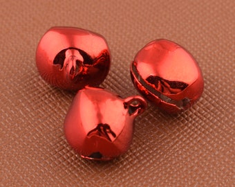 Red Jingle Bell Charms Metal Christmas Bell,11mm Bell Craft Supply Cat Bell Charms Can Ring holiday Christmas decorations